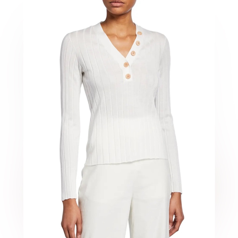 Veronica Beard Beaumont Long-Sleeve Sweater with Buttons
